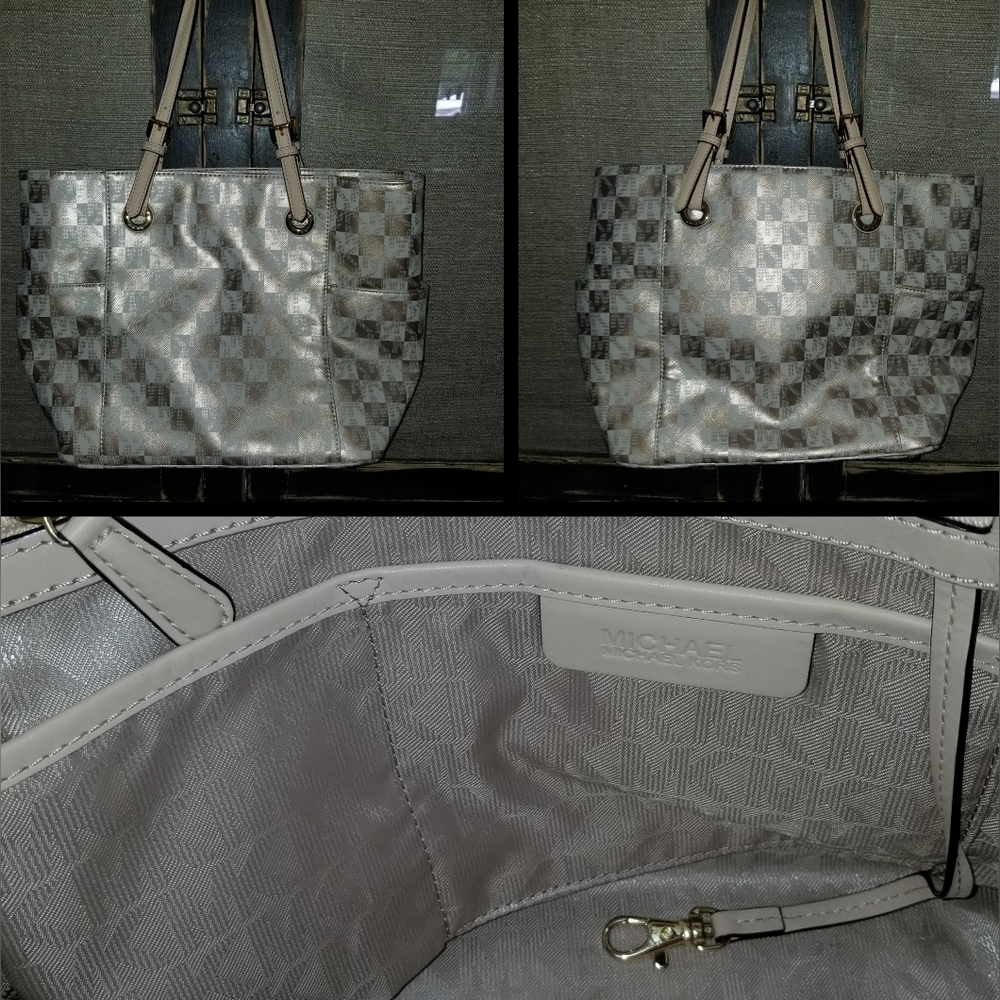 MK Gold/Silver Metallic Logo Purse